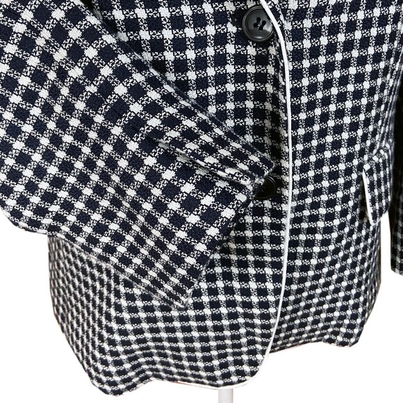 Max Mara 2-Button Blazer Size 6 (READ) Navy White Check Wool Blend Unlined Italy - Picture 8 of 8